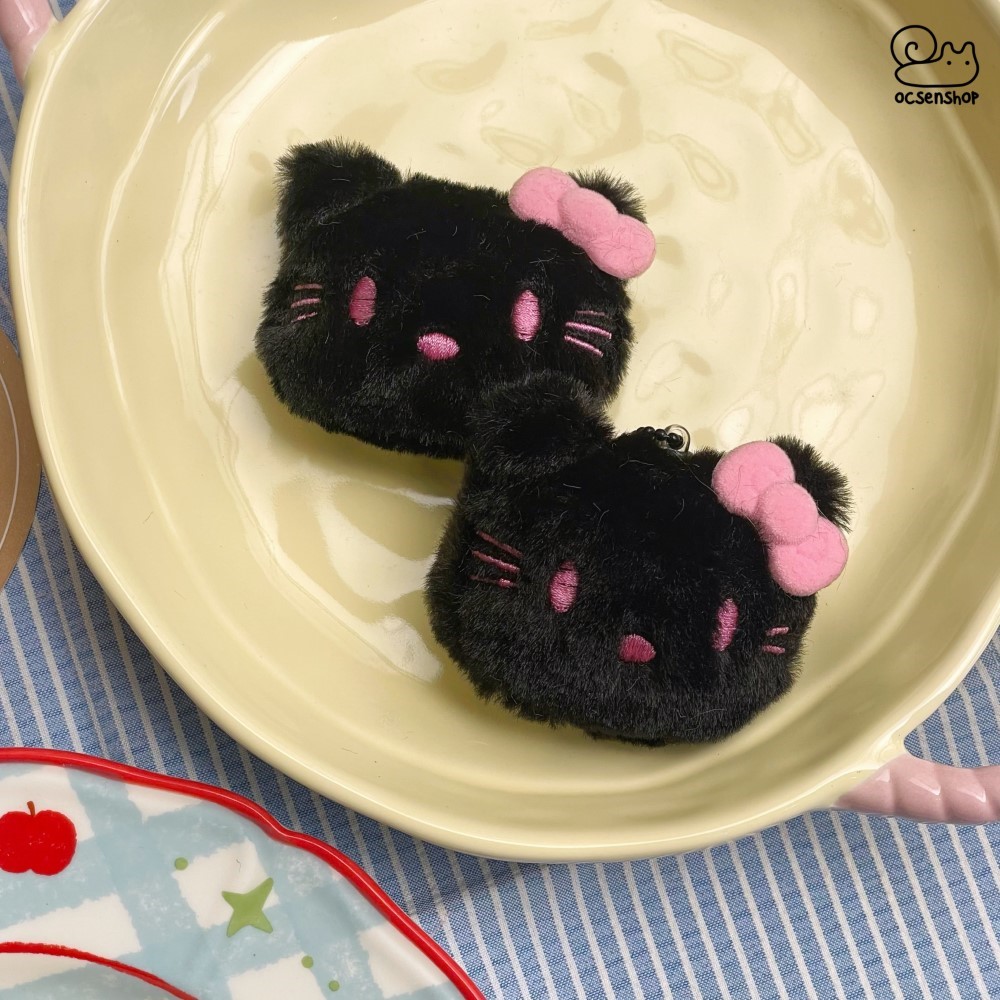 Móc khóa bông mặt Hello Kitty