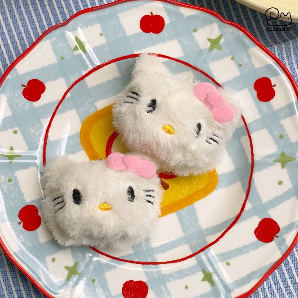 Móc khóa bông mặt Hello Kitty