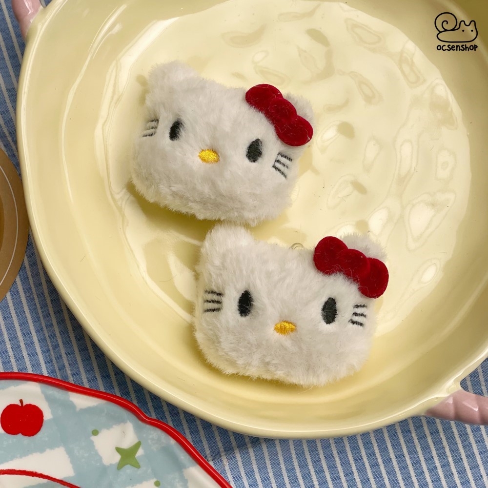 Móc khóa bông mặt Hello Kitty