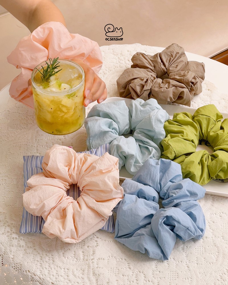 Scrunchie trơn màu vải cotton (bản to)