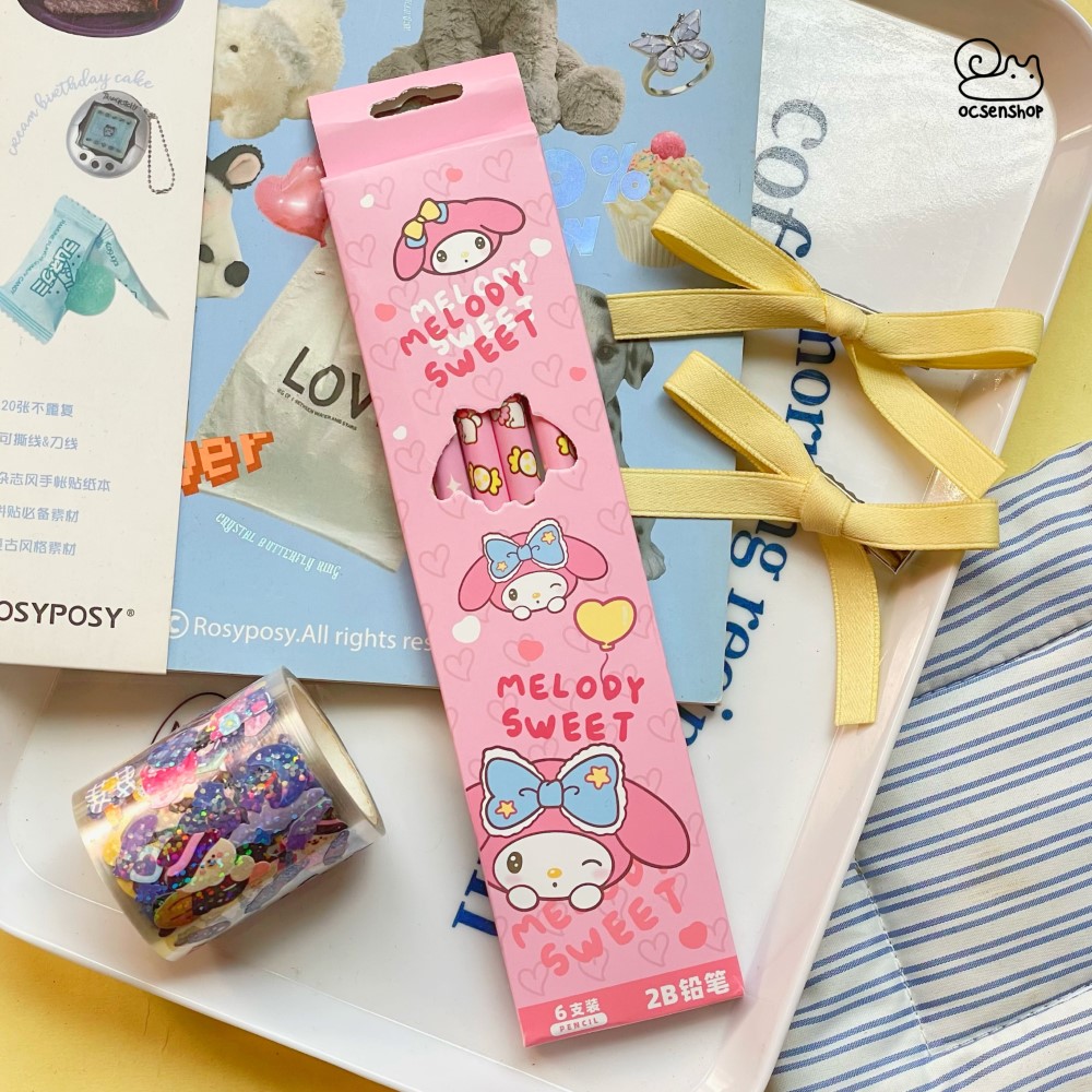 Set bút chì gỗ 2B Sanrio (6c)