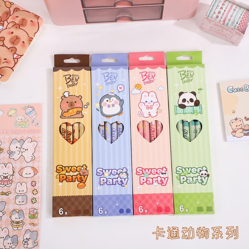 Set bút chì gỗ 2B Sweet Party (6c)