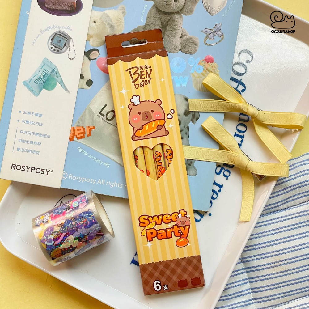 Set bút chì gỗ 2B Sweet Party (6c)