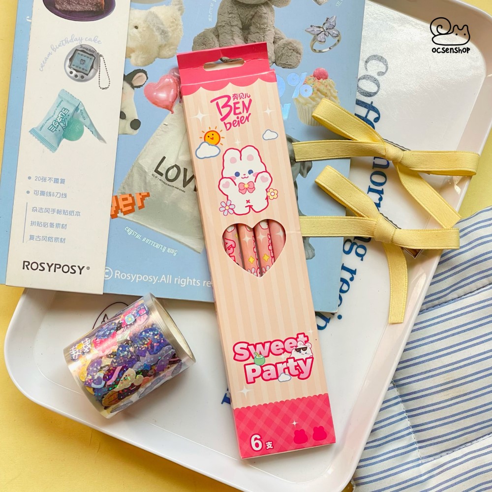 Set bút chì gỗ 2B Sweet Party (6c)