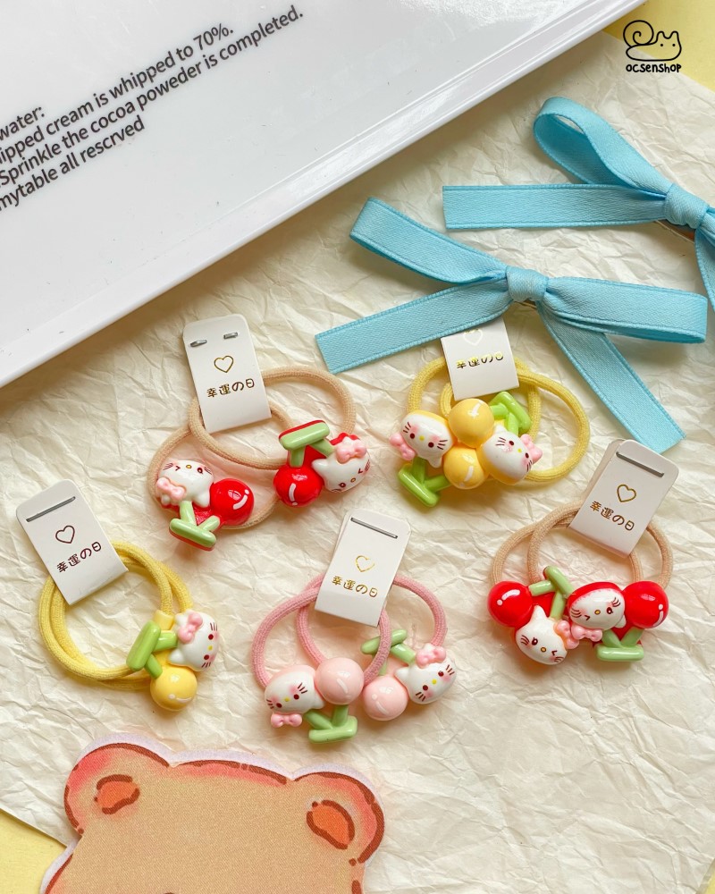 Set chun buộc tóc Hello Kitty cherry (2c)