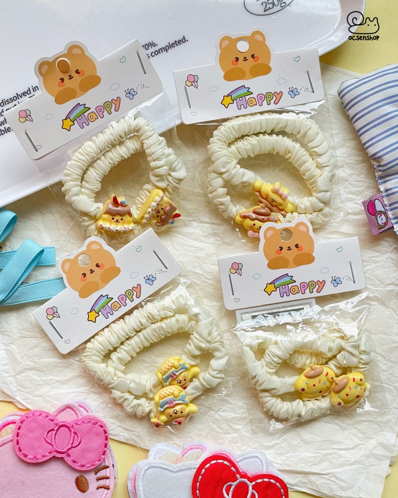 Set chun buộc tóc Purin đồ ăn (2c)