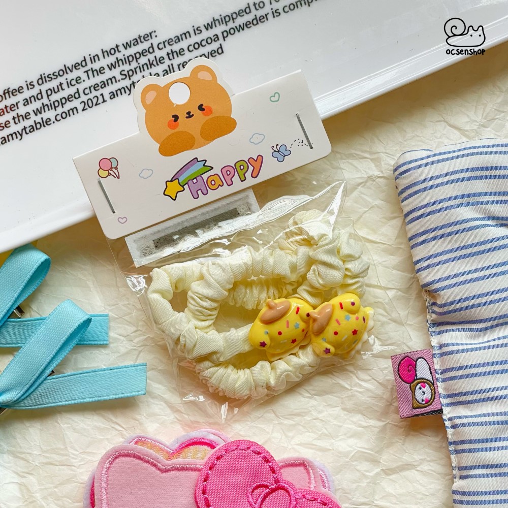 Set chun buộc tóc Purin đồ ăn (2c)