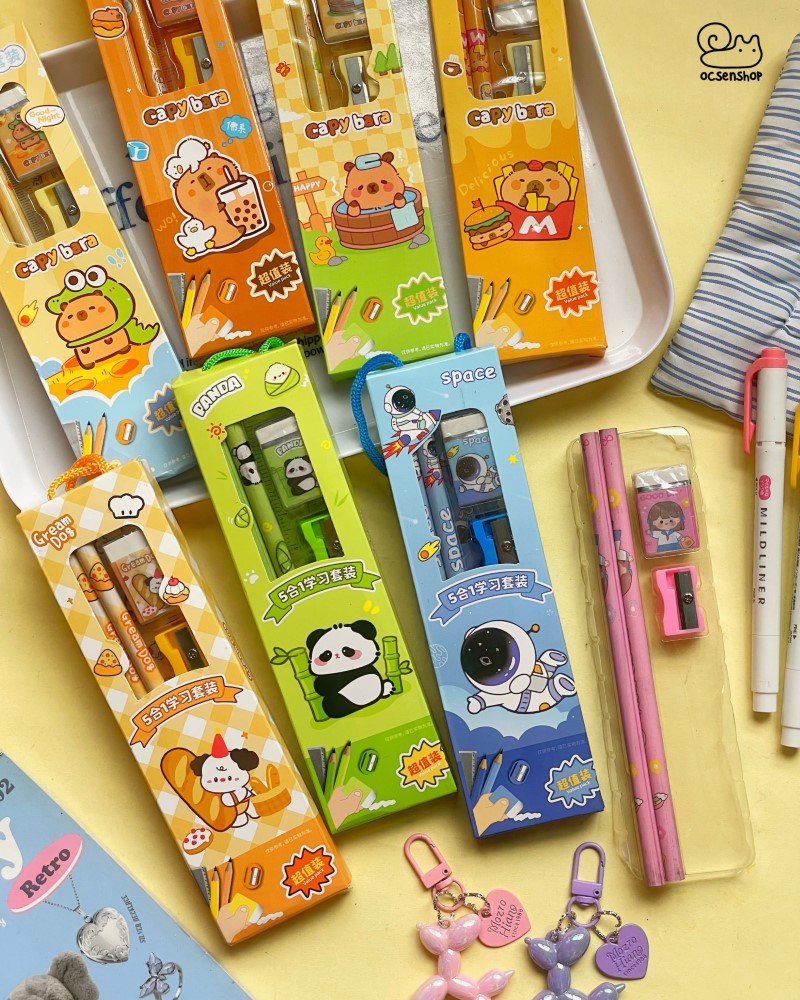 Set dụng cụ học tập hình kèm dây