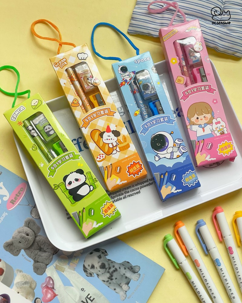 Set dụng cụ học tập hình kèm dây
