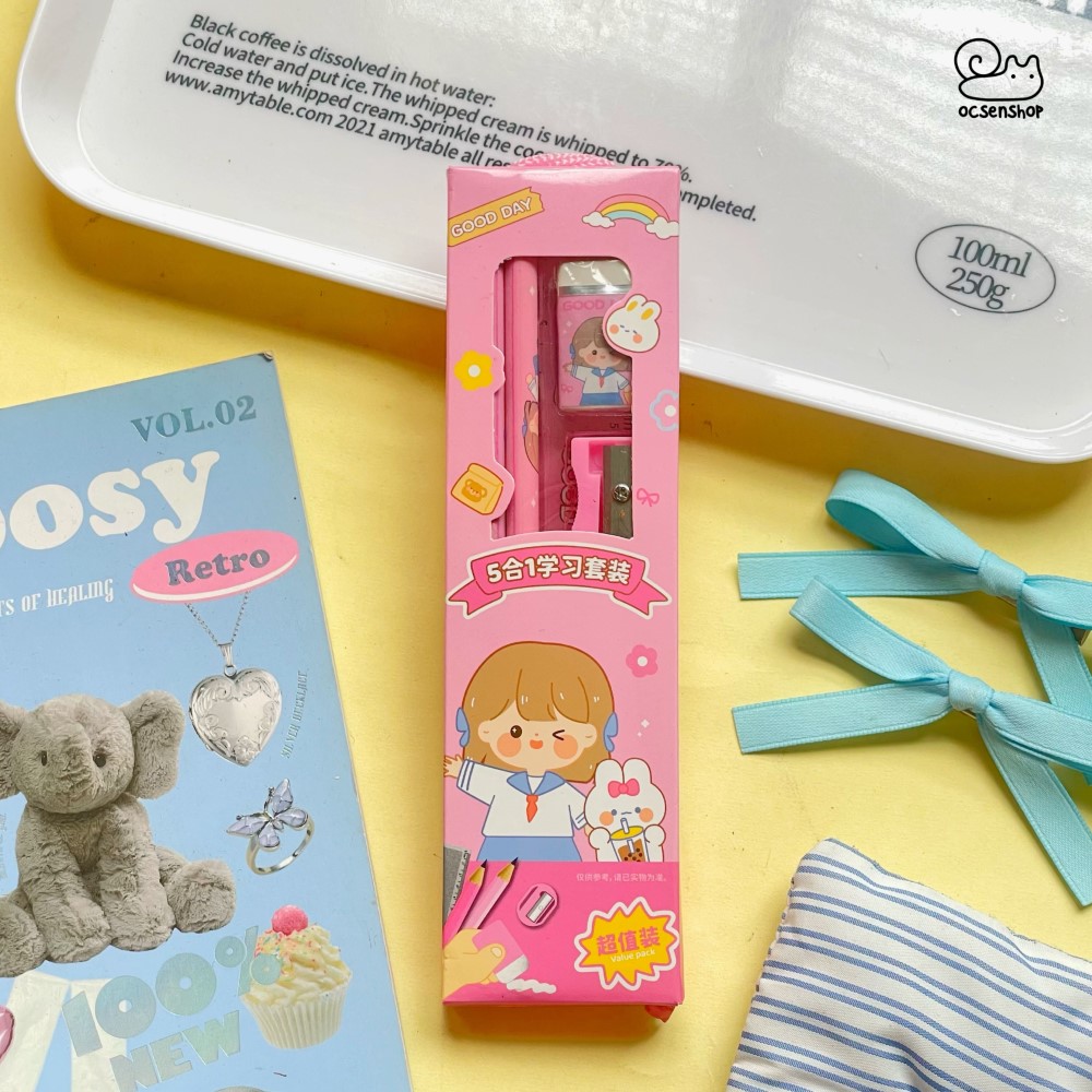 Set dụng cụ học tập hình kèm dây
