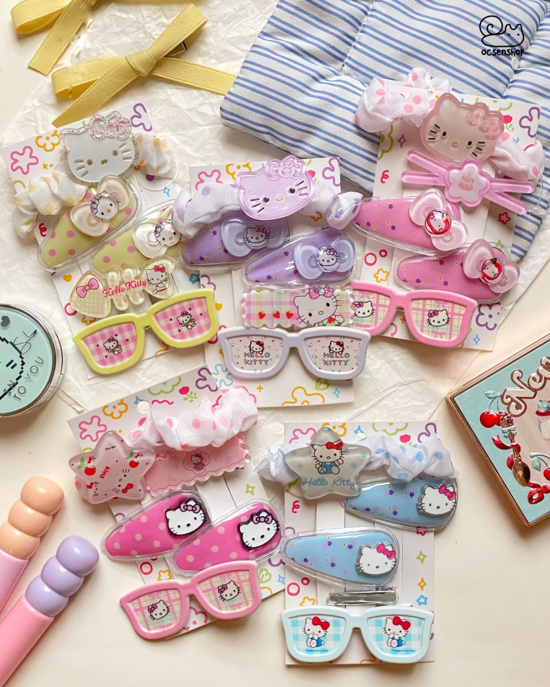 Set kẹp + chun buộc tóc Hello Kitty (5c)