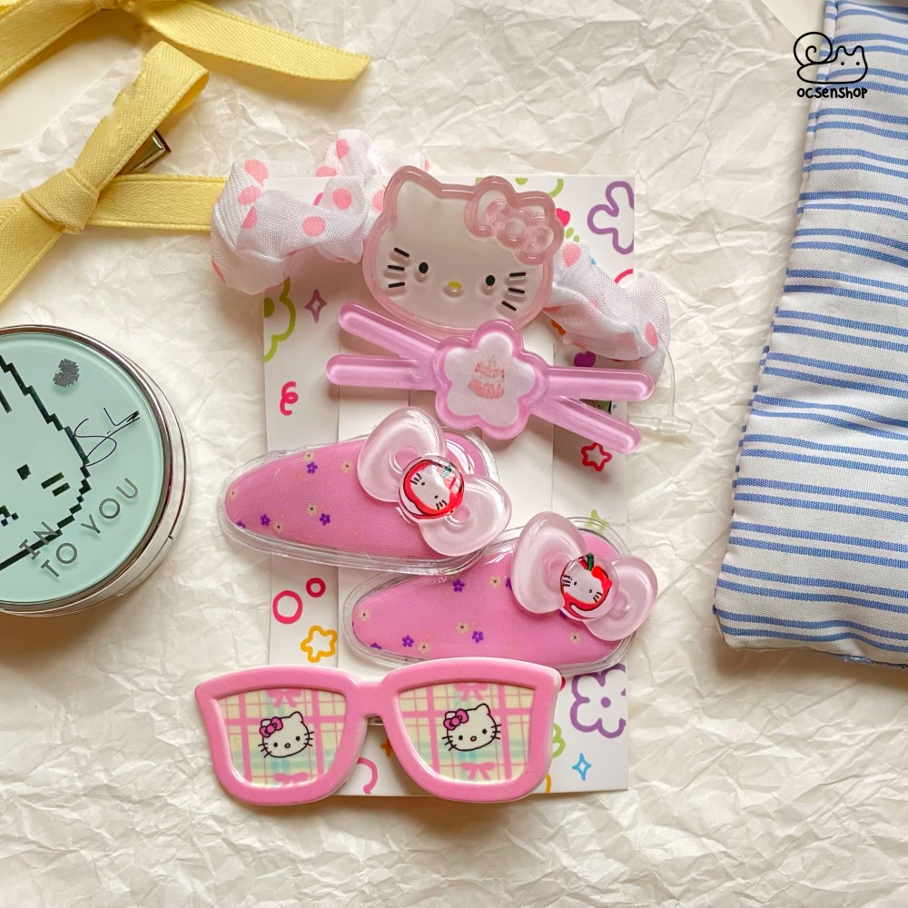Set kẹp + chun buộc tóc Hello Kitty (5c)