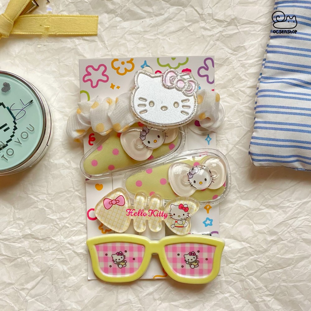Set kẹp + chun buộc tóc Hello Kitty (5c)