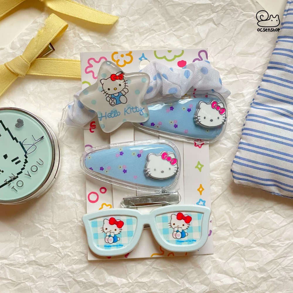 Set kẹp + chun buộc tóc Hello Kitty (5c)