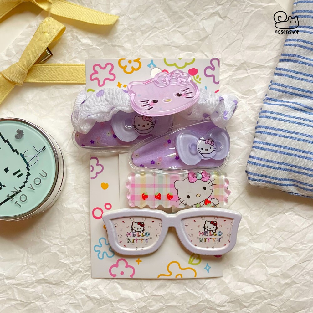 Set kẹp + chun buộc tóc Hello Kitty (5c)