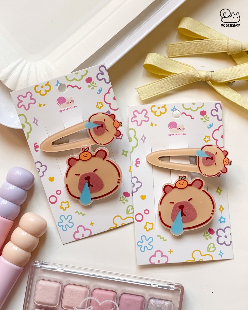 Set kẹp tóc Capybara chảy mũi (2c)(mix mẫu)