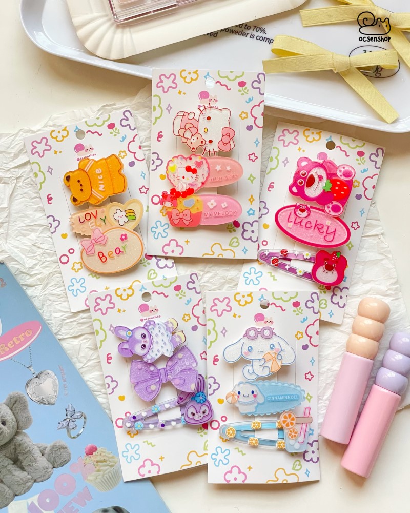 Set kẹp tóc Cartoon nhũ (3c)