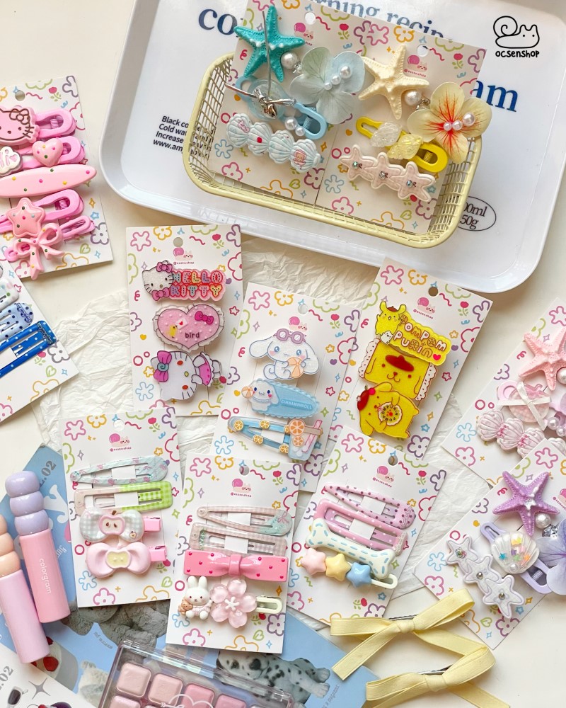 Set kẹp tóc Cartoon nhũ (3c)