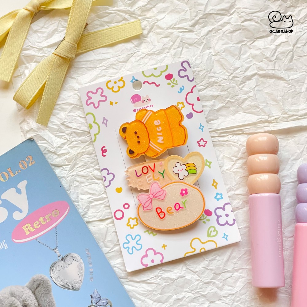 Set kẹp tóc Cartoon nhũ (3c)
