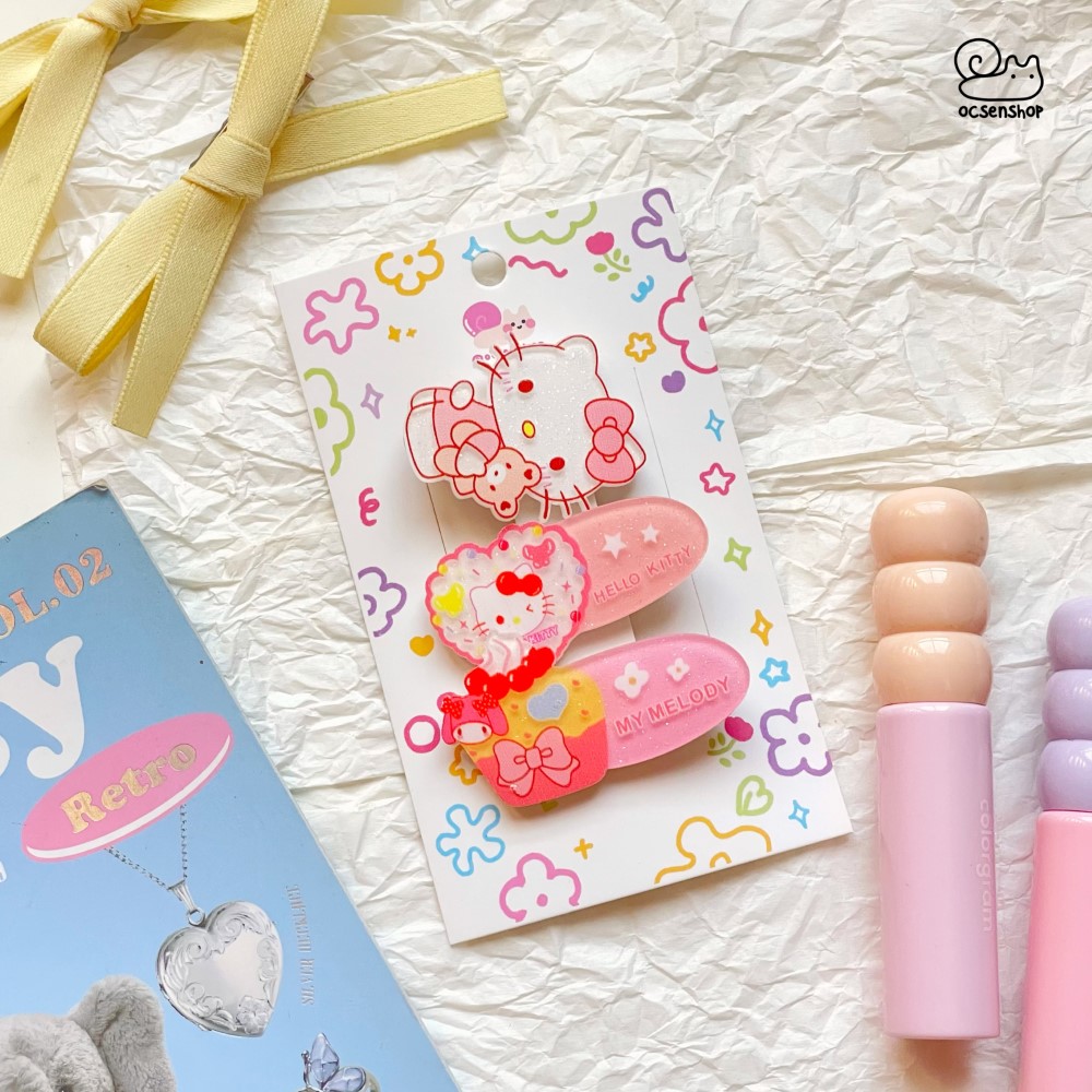 Set kẹp tóc Cartoon nhũ (3c)
