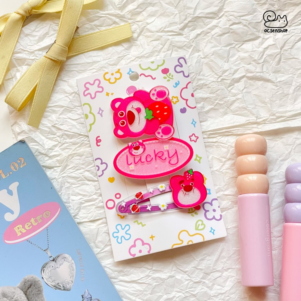 Set kẹp tóc Cartoon nhũ (3c)
