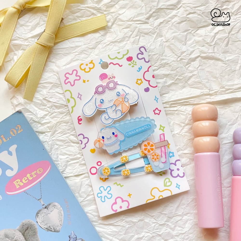 Set kẹp tóc Cartoon nhũ (3c)