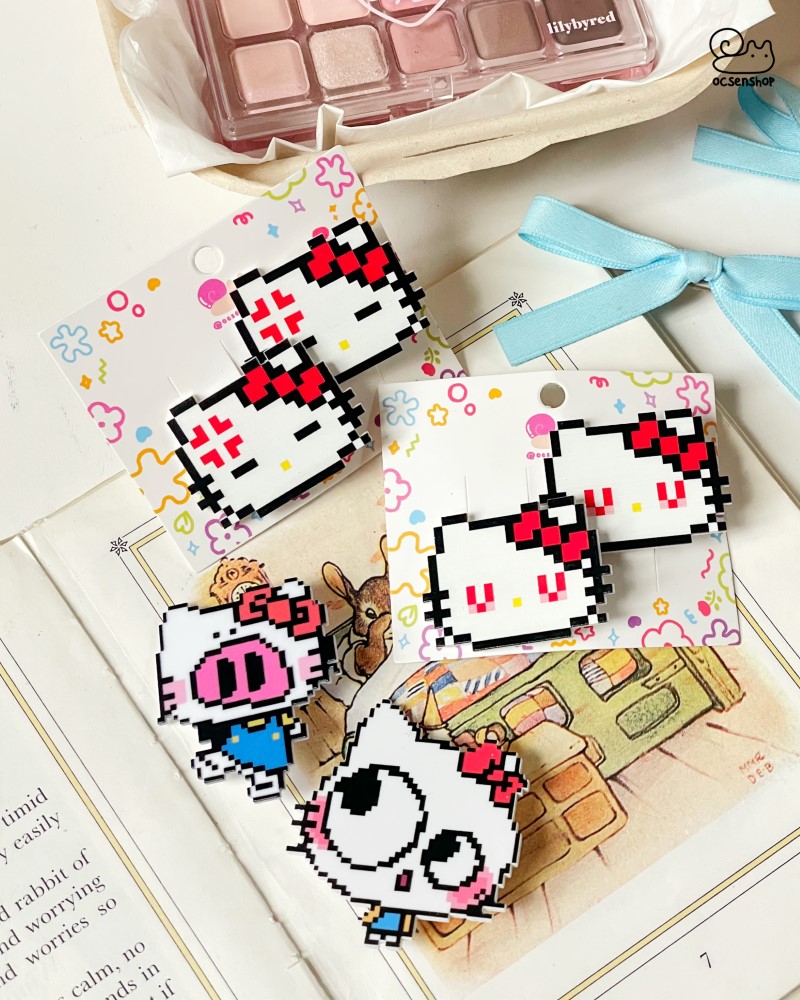 Set kẹp tóc Hello Kitty pixel (2c)(mix mẫu)