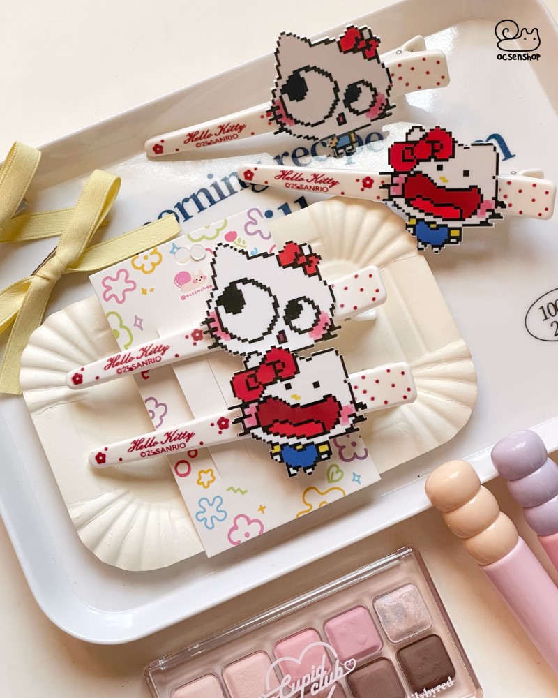 Set kẹp tóc Hello Kitty pixel (2c)(mix mẫu)