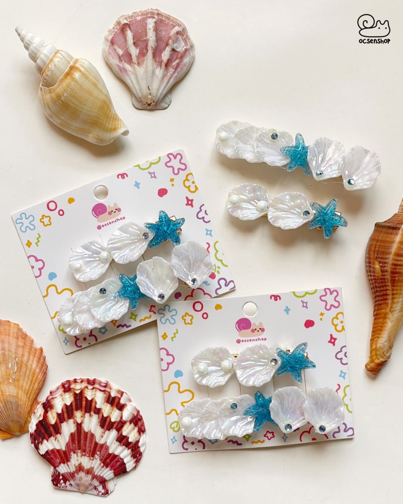 Set kẹp tóc Vỏ sò và sao biển (2c)