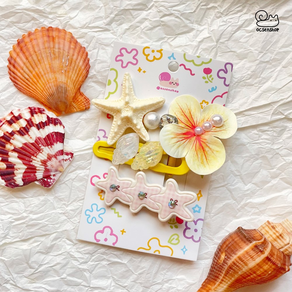 Set kẹp tóc đính charm Biển (3c)