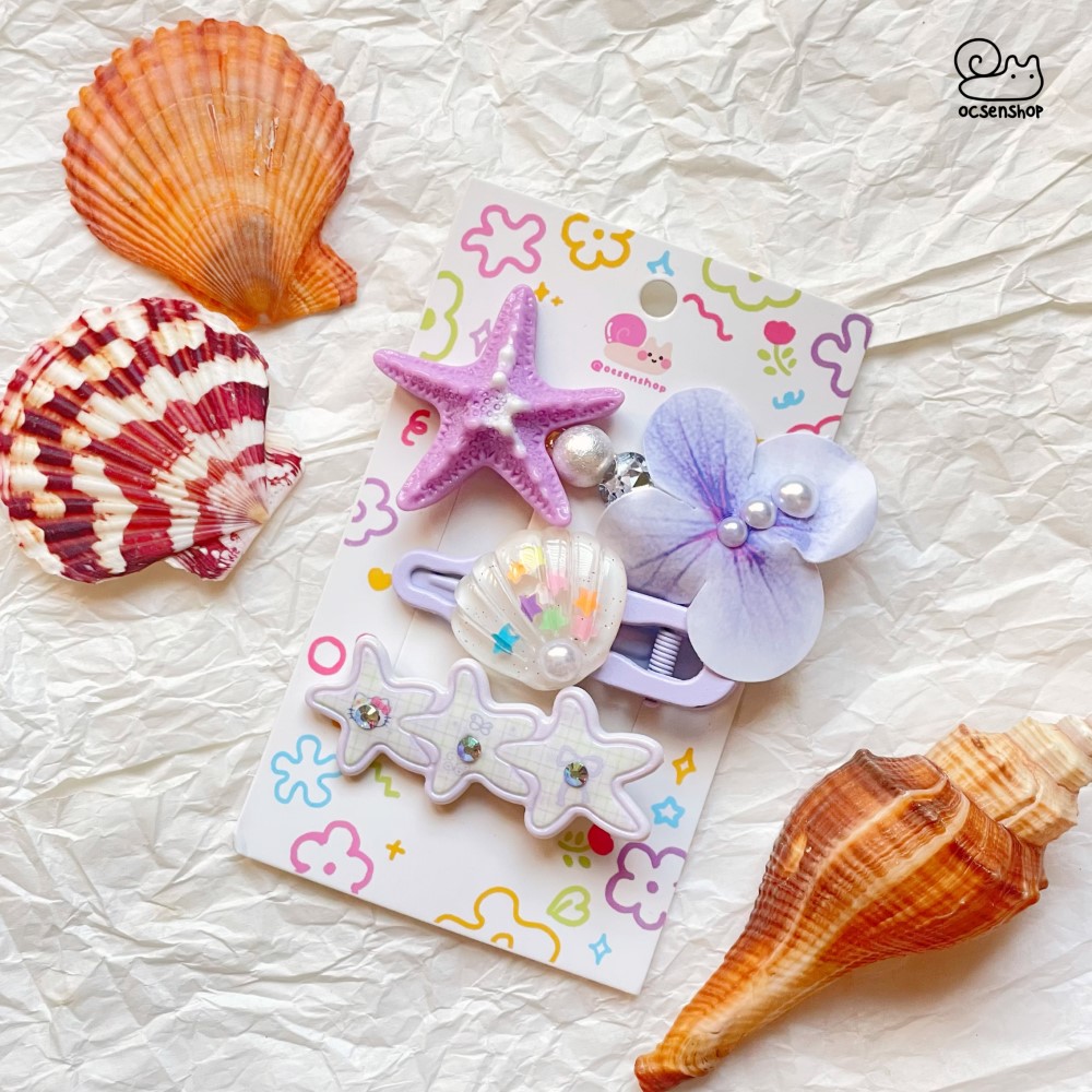 Set kẹp tóc đính charm Biển (3c)