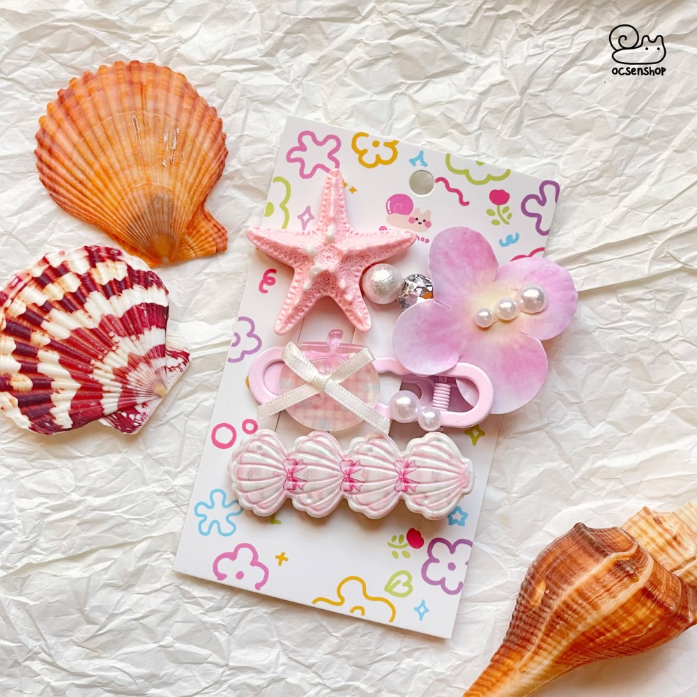Set kẹp tóc đính charm Biển (3c)