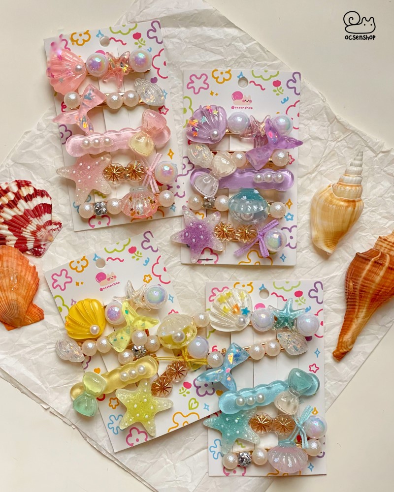Set kẹp tóc đính charm Biển (5c)