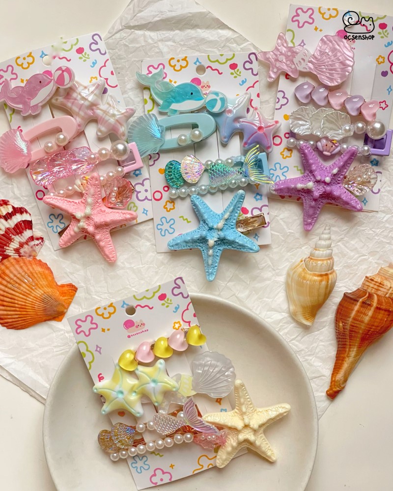 Set kẹp tóc đính charm Biển (5c)