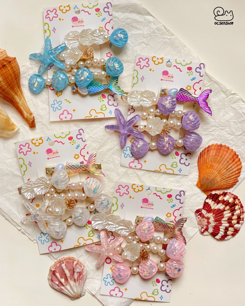 Set kẹp tóc đính charm Biển (5c)
