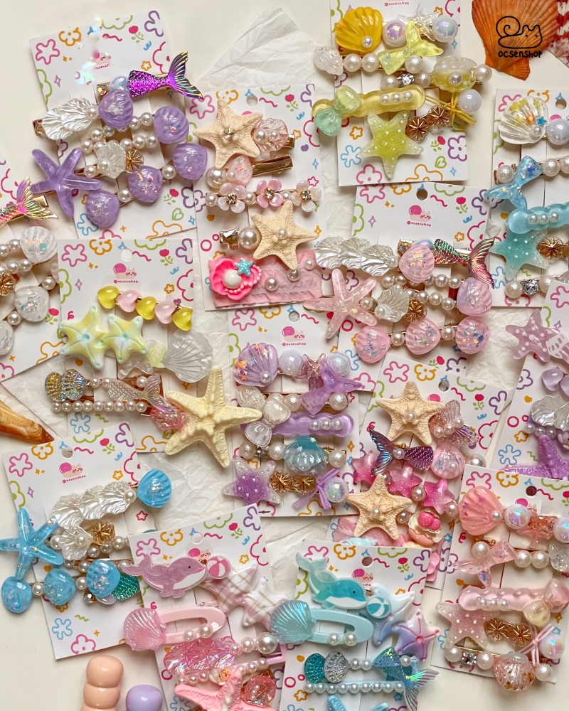 Set kẹp tóc đính charm Biển (5c)