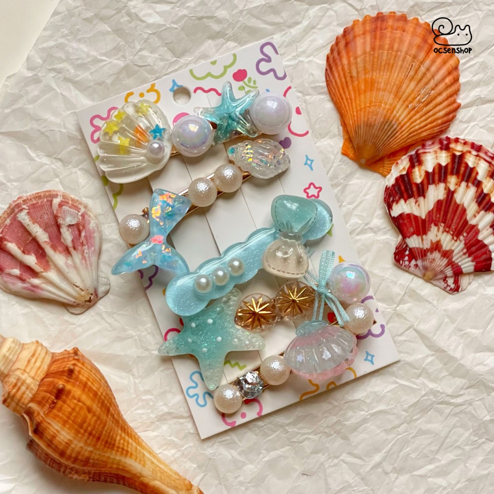 Set kẹp tóc đính charm Biển (5c)