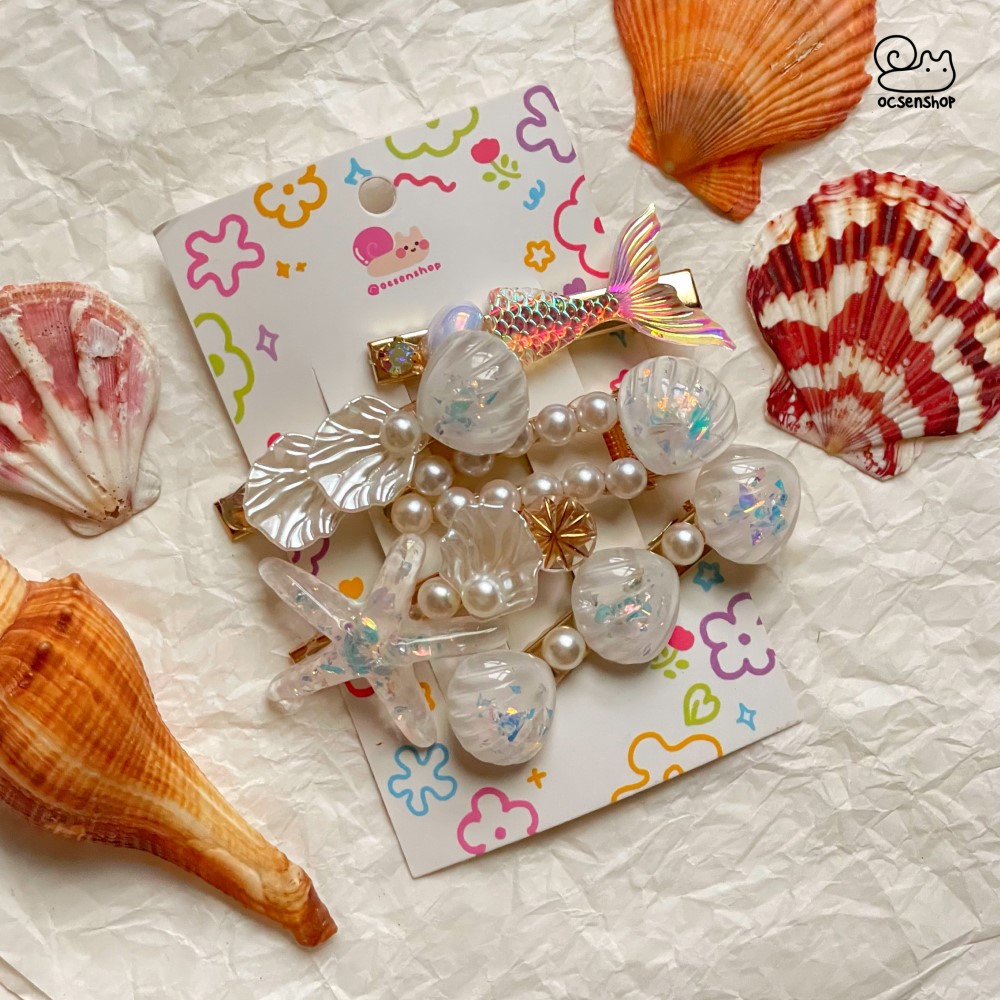 Set kẹp tóc đính charm Biển (5c)
