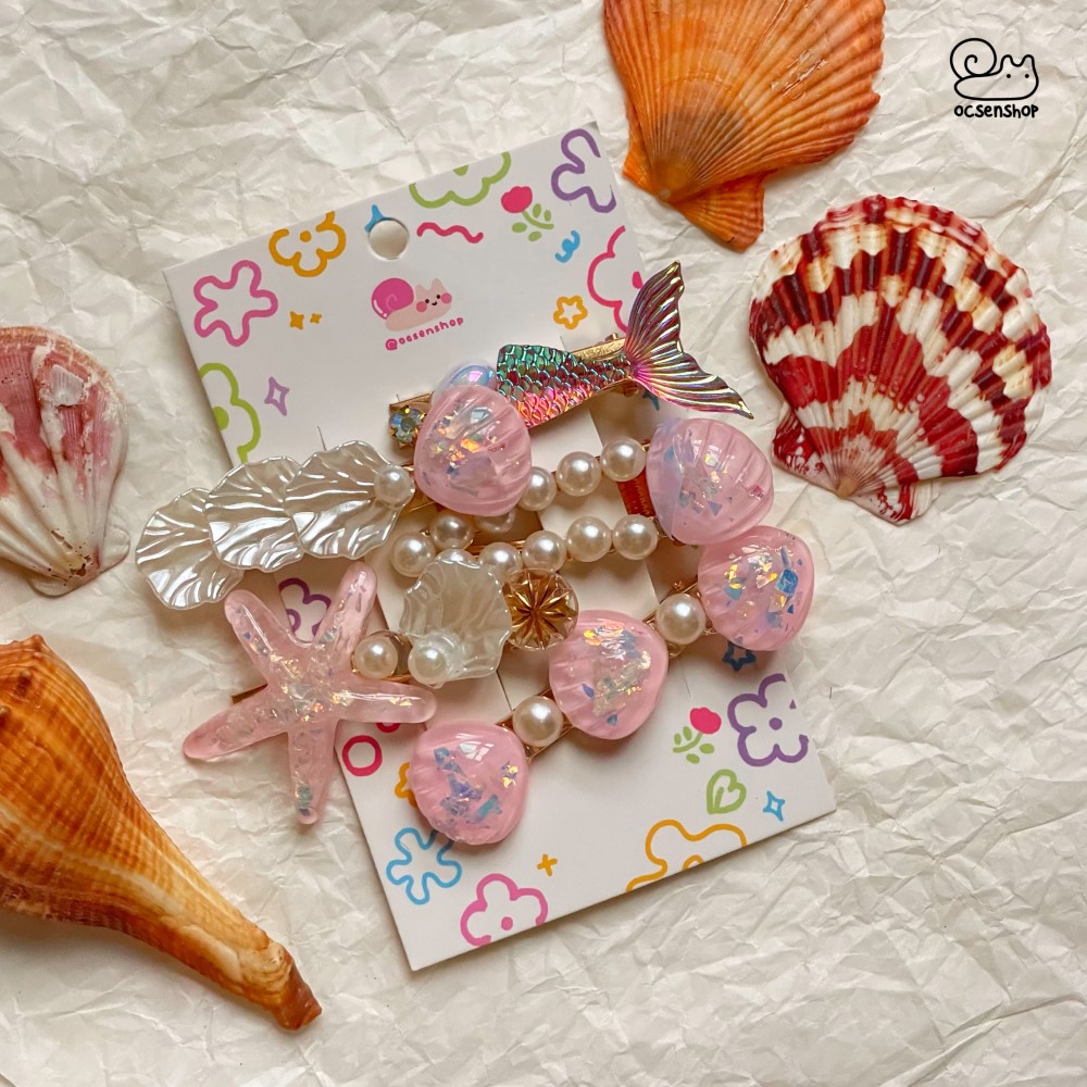 Set kẹp tóc đính charm Biển (5c)