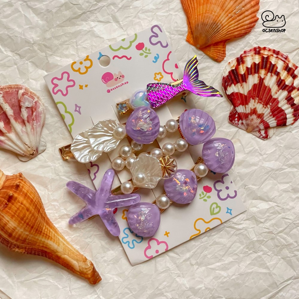 Set kẹp tóc đính charm Biển (5c)