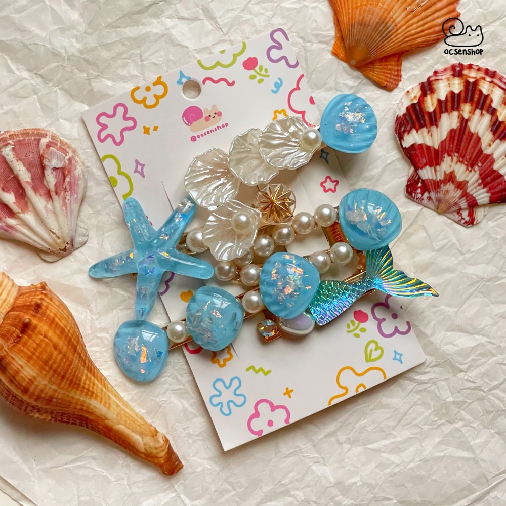 Set kẹp tóc đính charm Biển (5c)