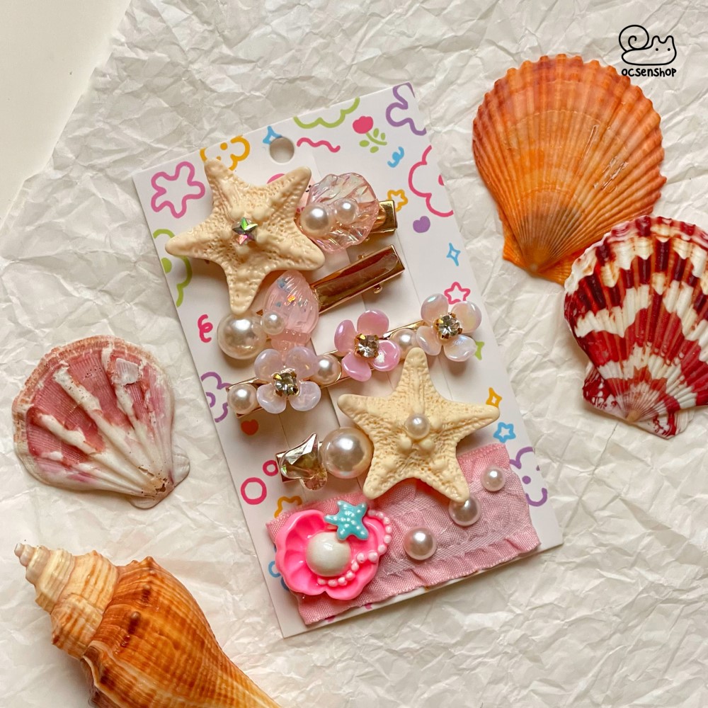 Set kẹp tóc đính charm Biển (5c)