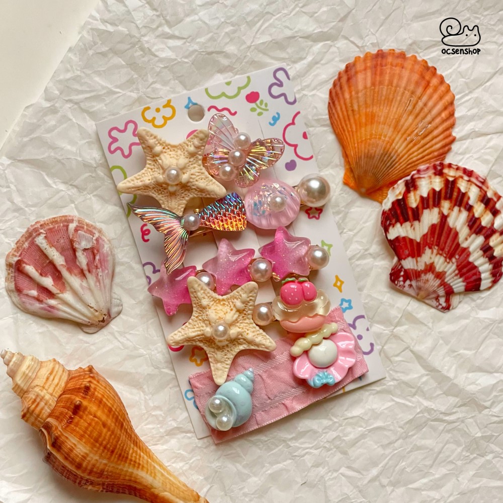 Set kẹp tóc đính charm Biển (5c)