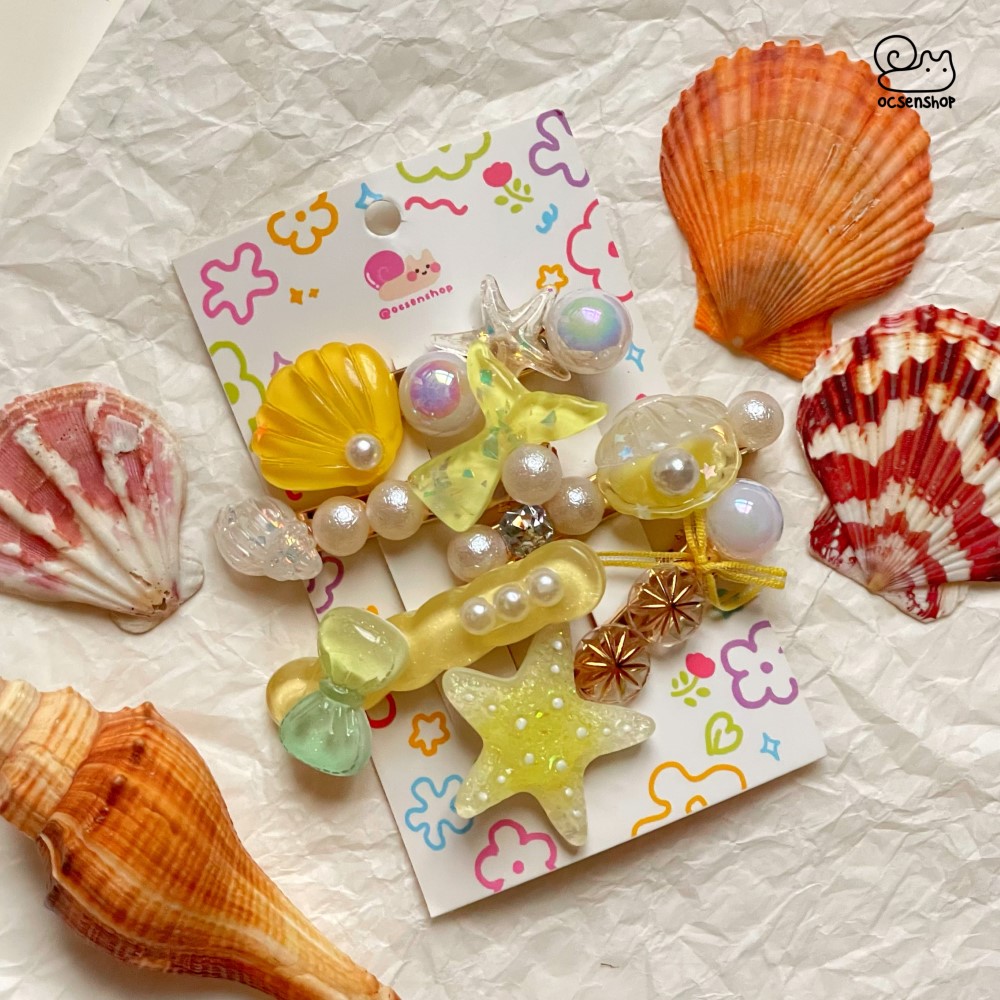Set kẹp tóc đính charm Biển (5c)