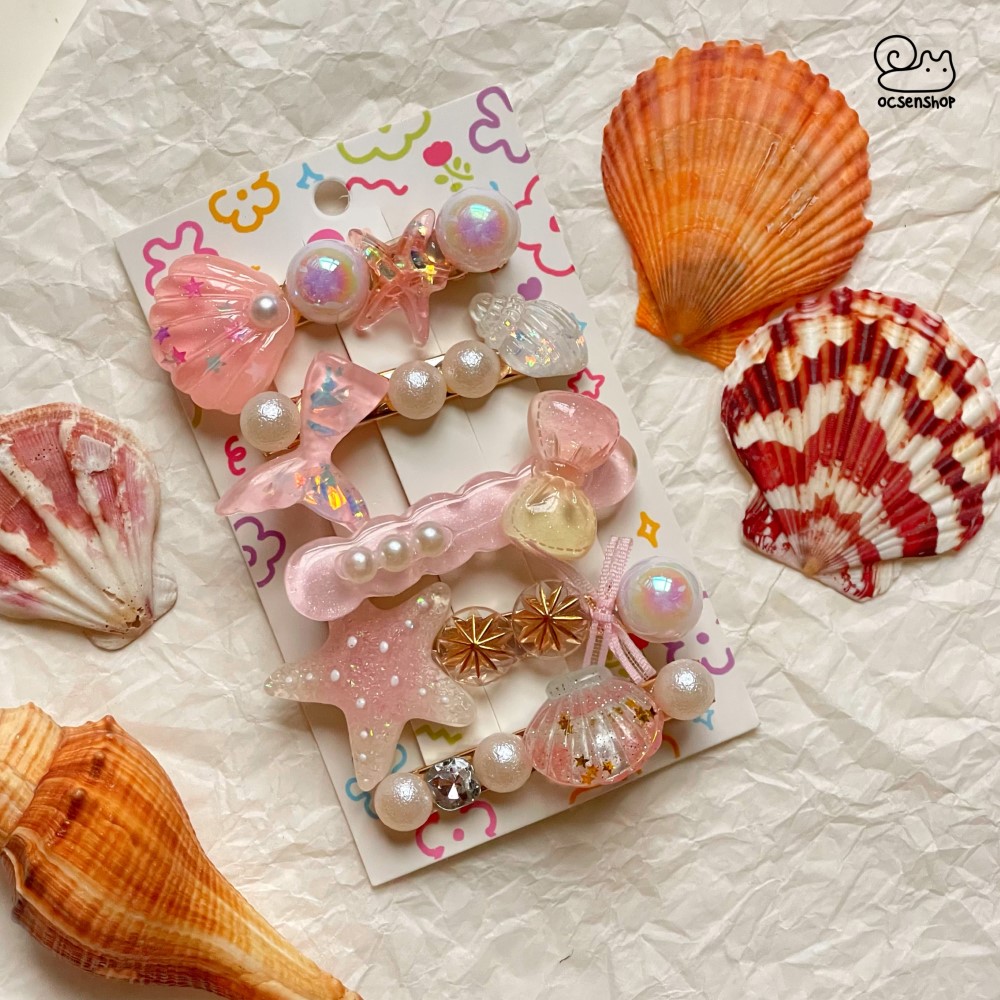 Set kẹp tóc đính charm Biển (5c)