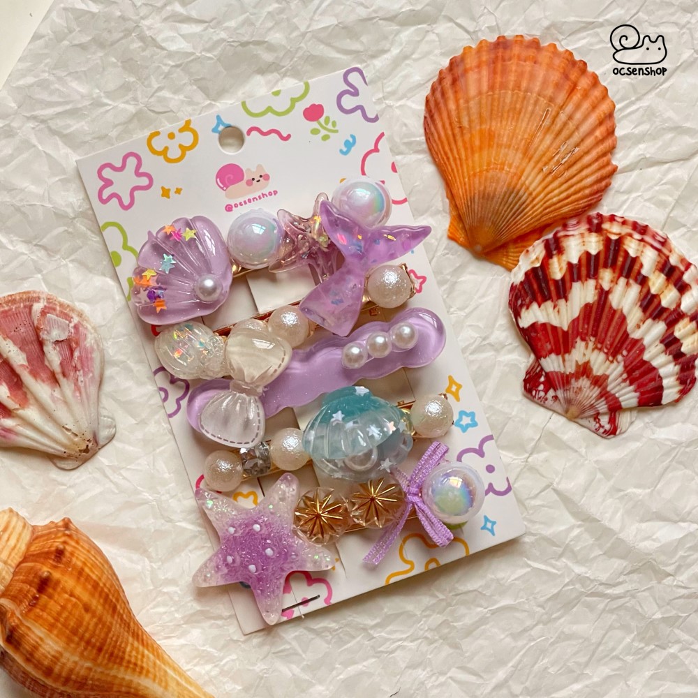 Set kẹp tóc đính charm Biển (5c)