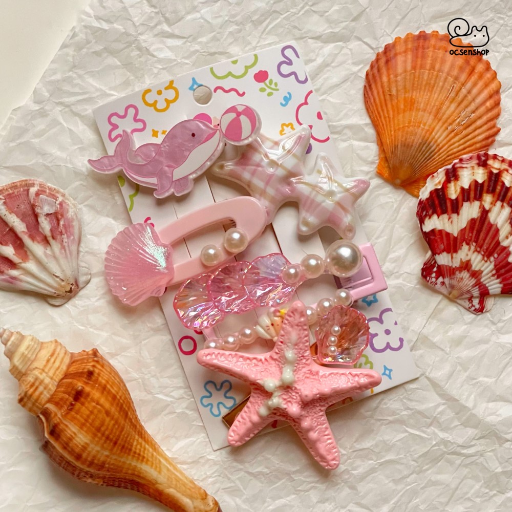 Set kẹp tóc đính charm Biển (5c)