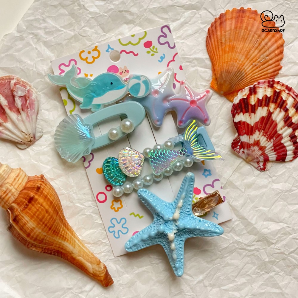 Set kẹp tóc đính charm Biển (5c)
