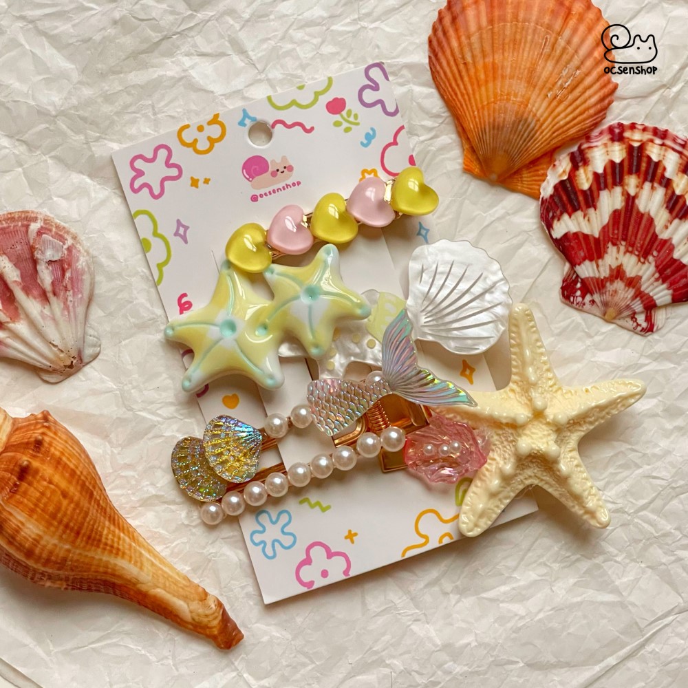 Set kẹp tóc đính charm Biển (5c)