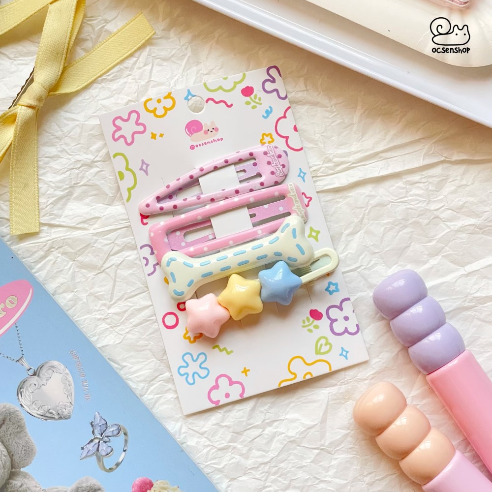 Set kẹp tóc họa tiết đính charm (4c)
